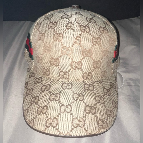 Gucci GG Monogram Canvas Baseball Hat With Web & Adjustable Velcro Strap - Picture 4 of 12